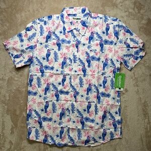 Tipsy Elves Shirt Mens Large Toucan Tango Hawaiian Short Sleeve Button Down